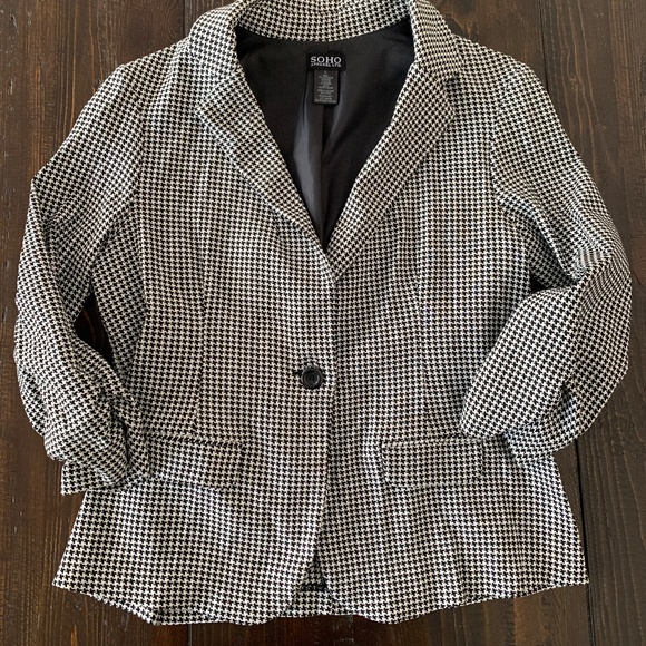 SOHO APPAREL LTD. ● Black and White Houndstooth Blazer - Picture 1 of 4
